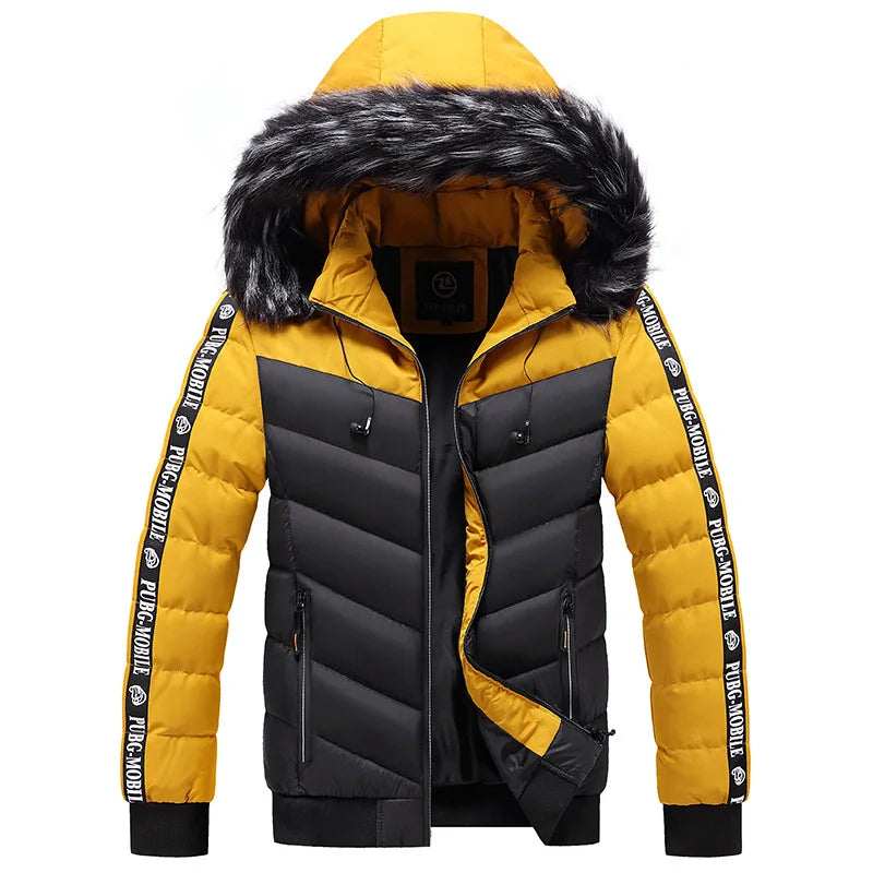 Winter Men Warm Hooded Parkas Detachable Hat