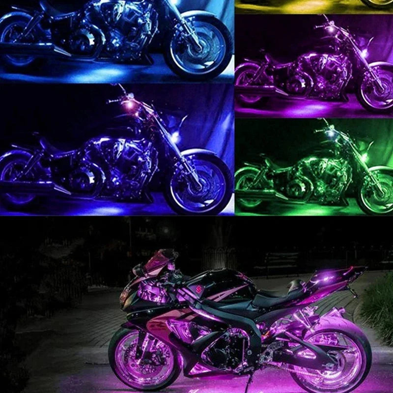 12pcs RGB APP LED Motorcycle Car Flexible Waterproof 12V Decorative Lamp Strip