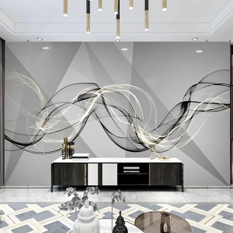 3D Abstract Smoke Line Geometric Wall Decor