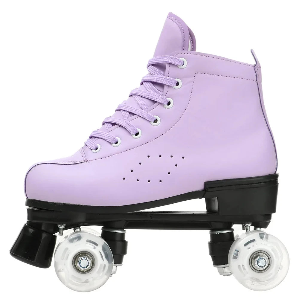 Outdoor PU Leather Roller Skates Breathable