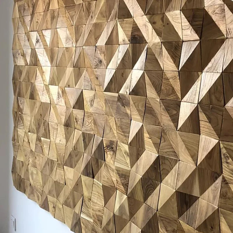 Natural Solid 3D Wooden Acoustic Mosaic Tiles
