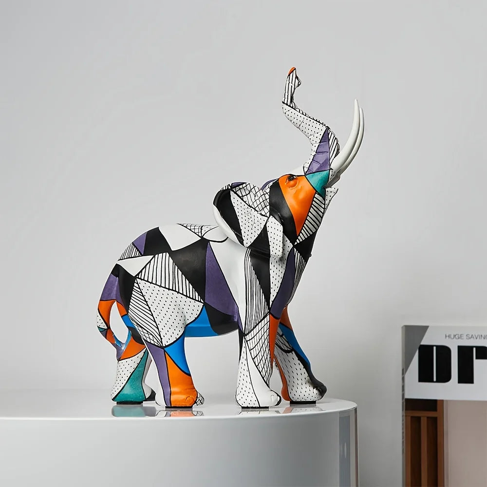 Painted Art Elephant Figurines Modern Decor