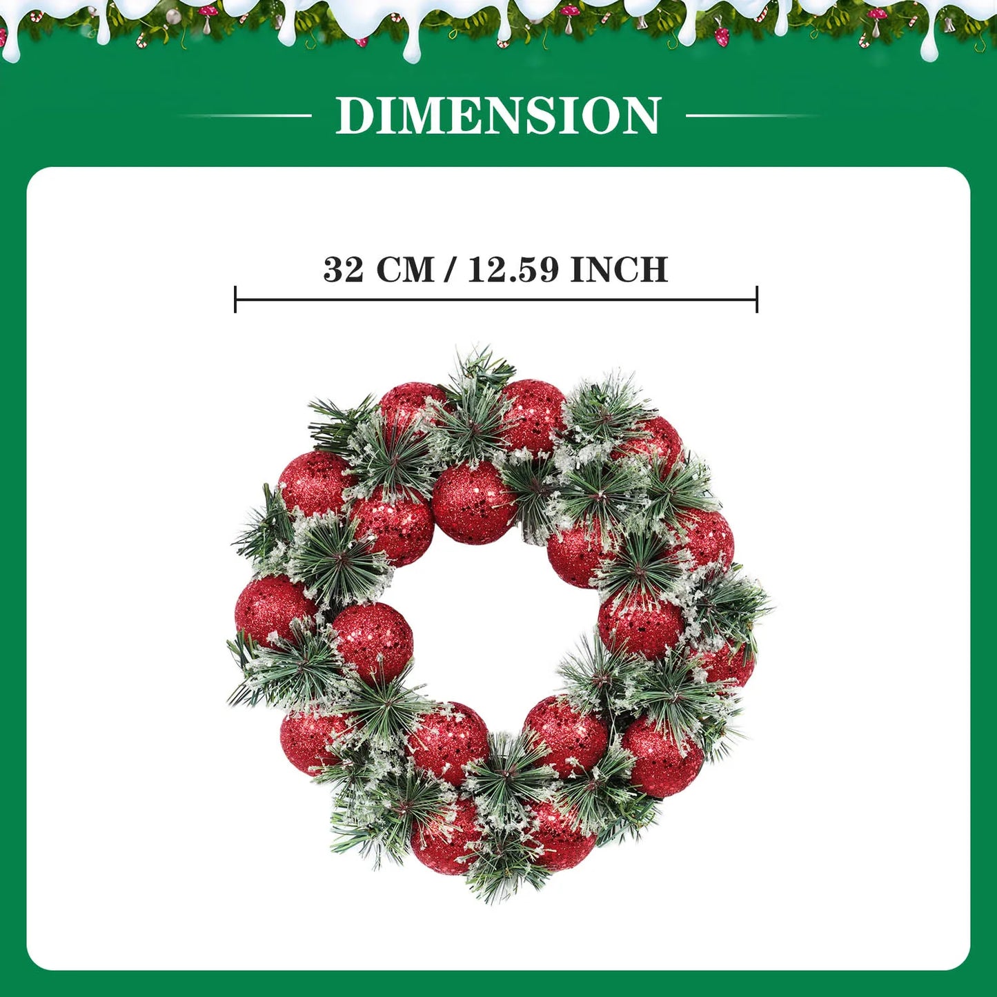 Red Christmas Wreath for Front Door