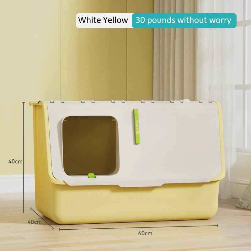 Top-Entry Cat Litter Box Extra Large Fully Enclosed Anti-Splash Mat Anti-Smell