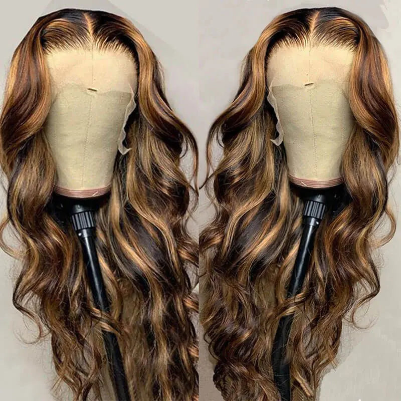 13x6 Highlight Body Wave Human Hair Brazilian Lace Front Wig