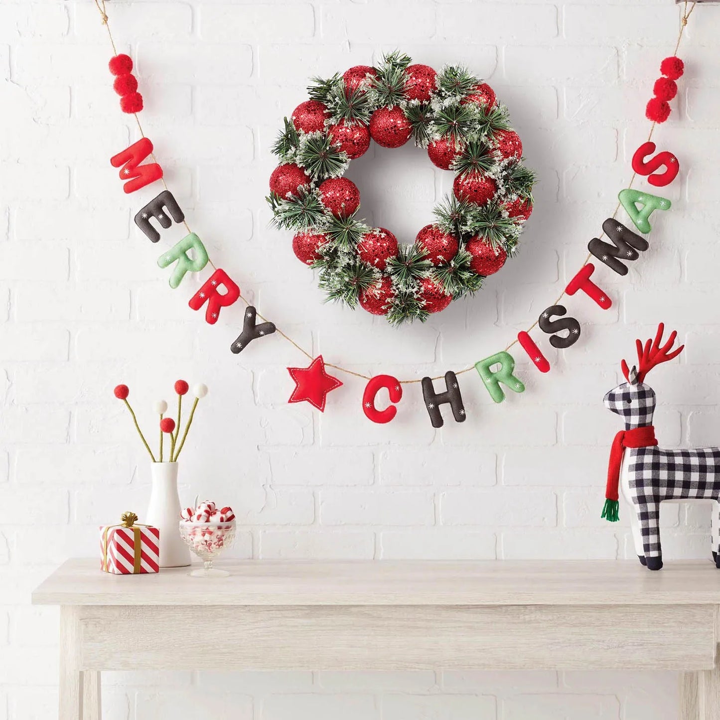 Red Christmas Wreath for Front Door