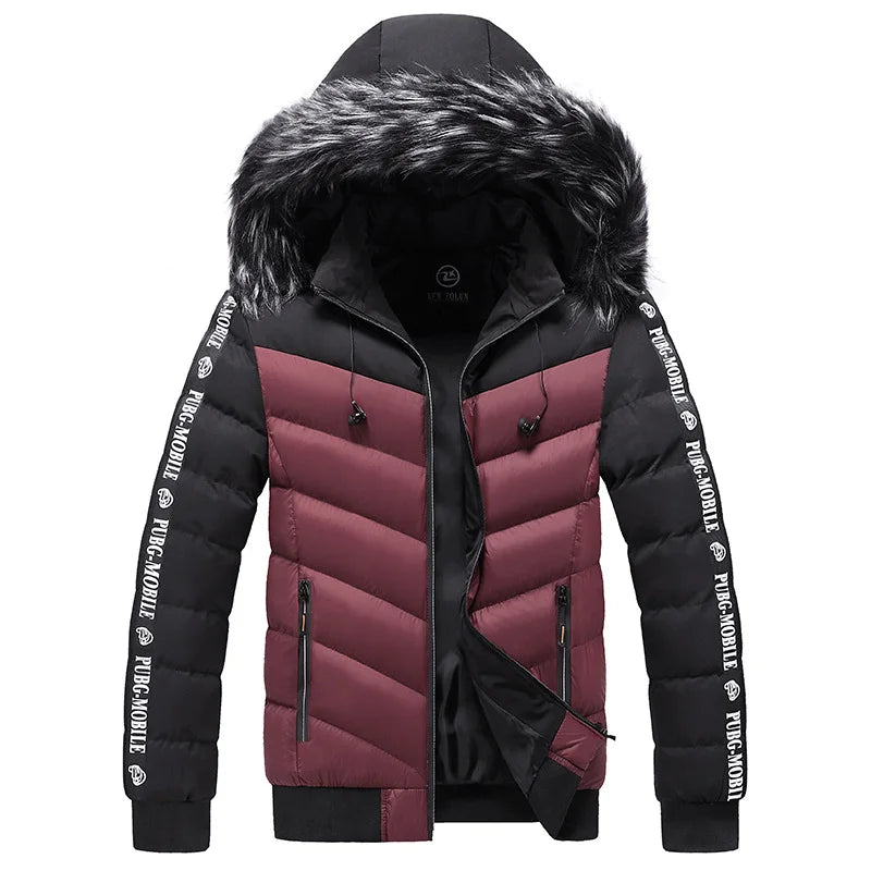 Winter Men Warm Hooded Parkas Detachable Hat
