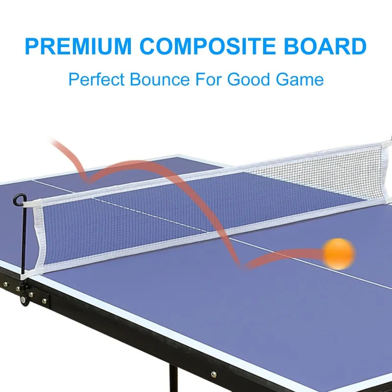 4.5ft Portable Ping Pong Table Set with Net and 2 Ping Pong Paddles