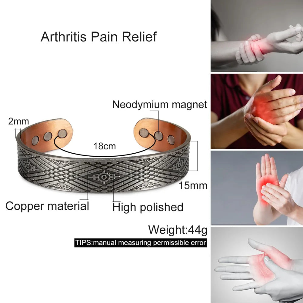 Solid Copper Magnetic Therapy 15mm Adjustable Arthritis Relief
