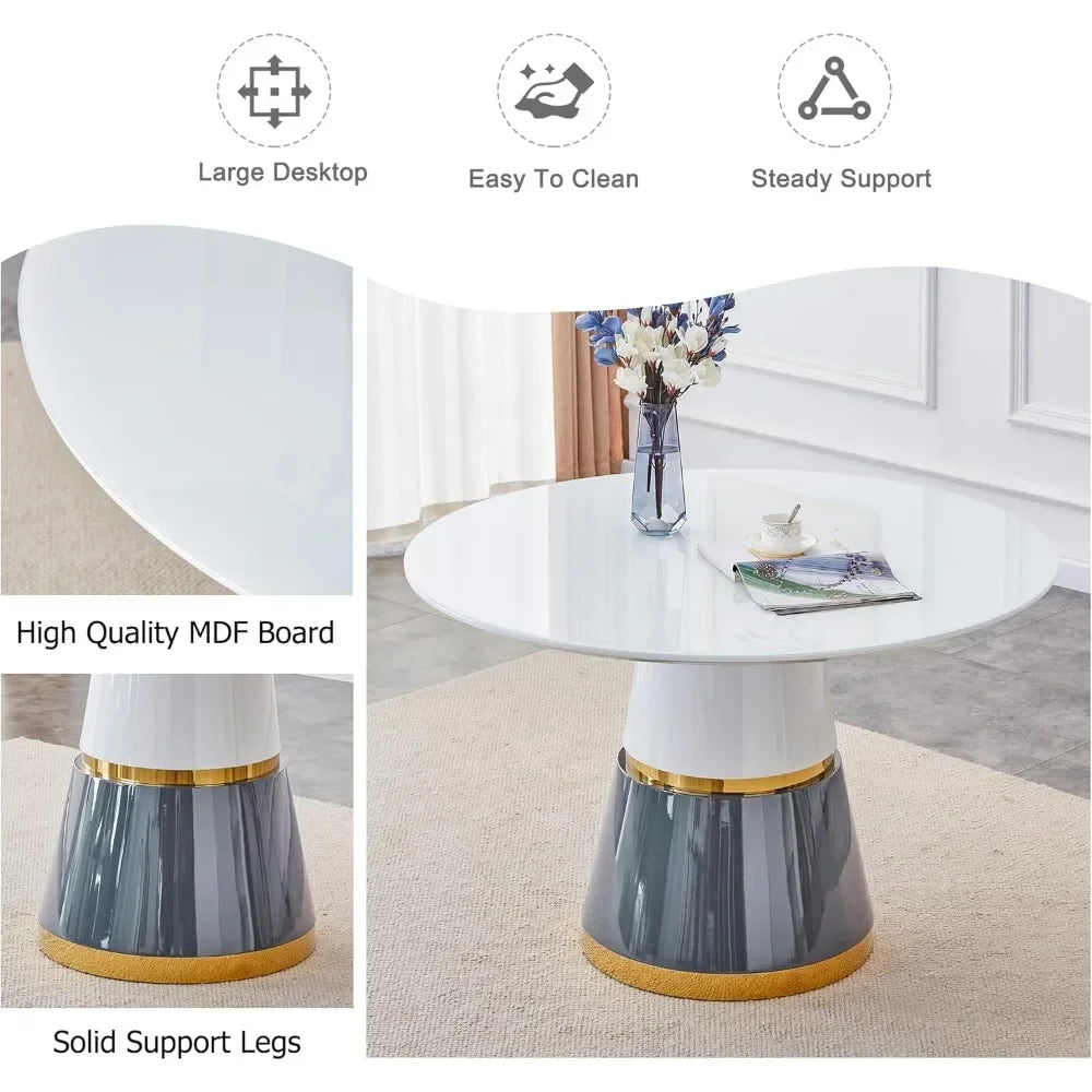 45" Round White Marble Dining Room Table