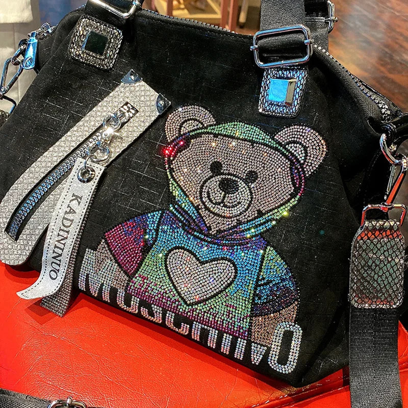 Womens High Capacity Cute Bear Shoulder Bag