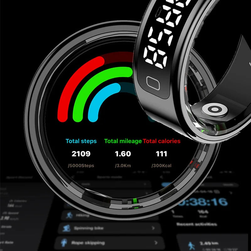Smart Ring LED Display Screen Heart Rate Sleep Monitor