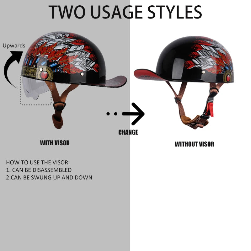 DS Baseball Cap Retro Helmet Vintage Open Face