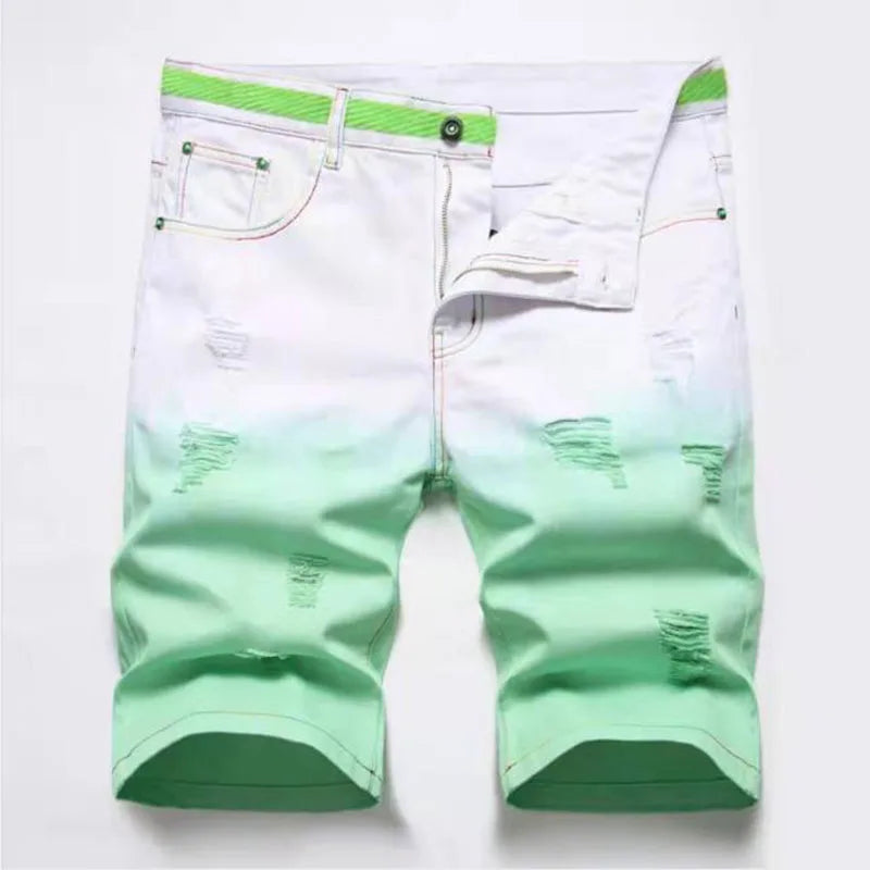 Mens Gradient Colored Bermuda Cotton Casual Shorts
