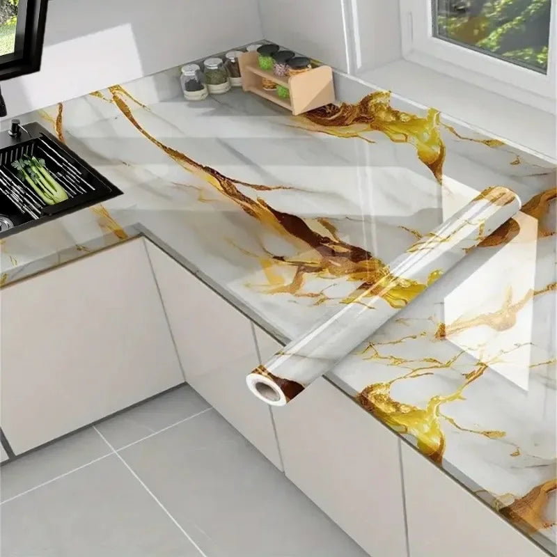 Gilded Marble Patterned Wallpaper Home Decoration