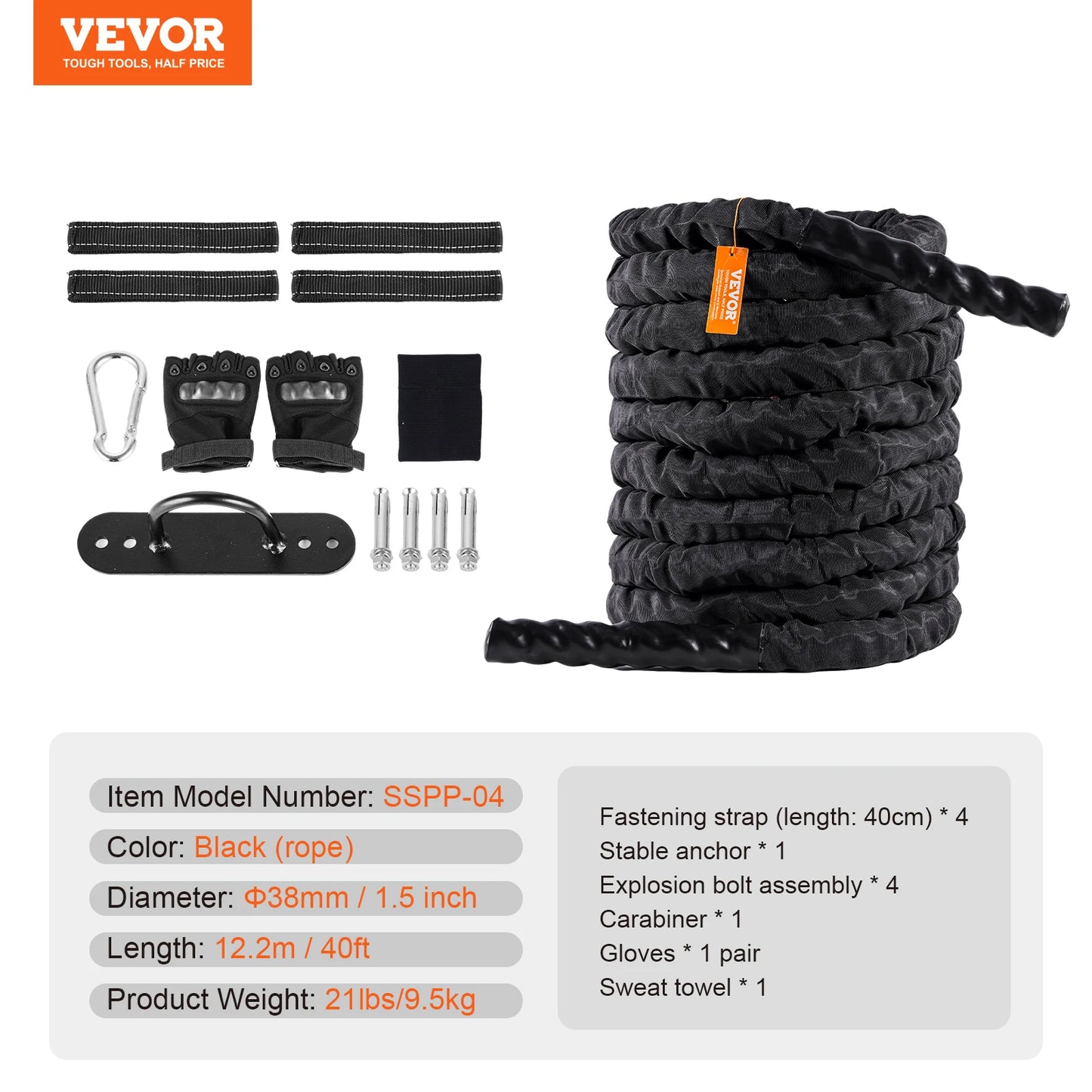 Battle Rope Exercise Equipment with Protective Sleeve