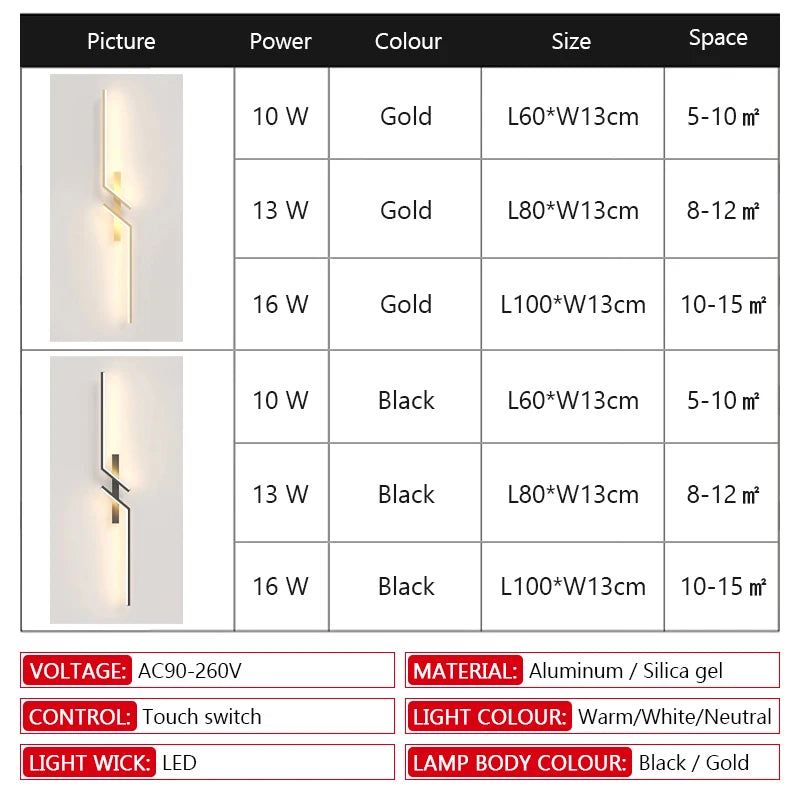 Modern Long Strip Wall Sconces