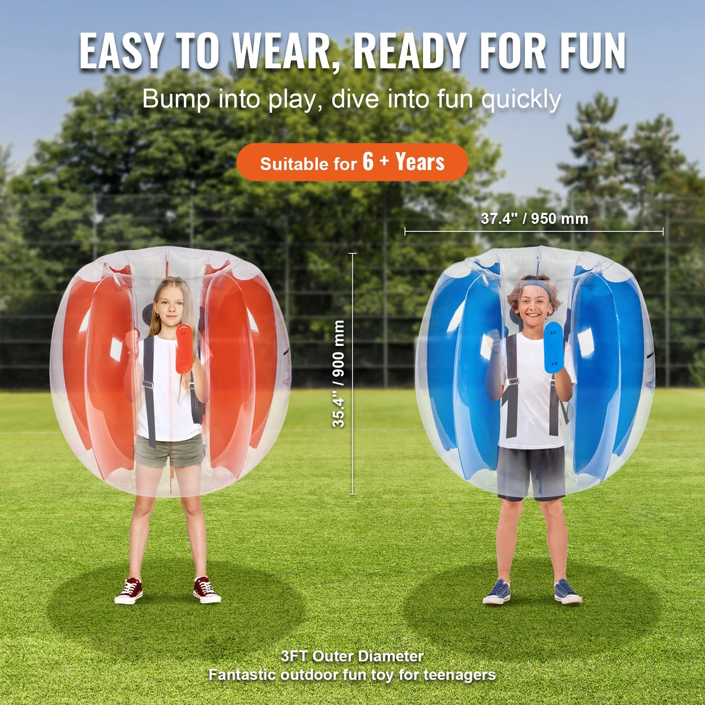 VEVOR 2-Pack 2/3FT Inflatable Bumper Balls Body Sumo for Kids & Teens