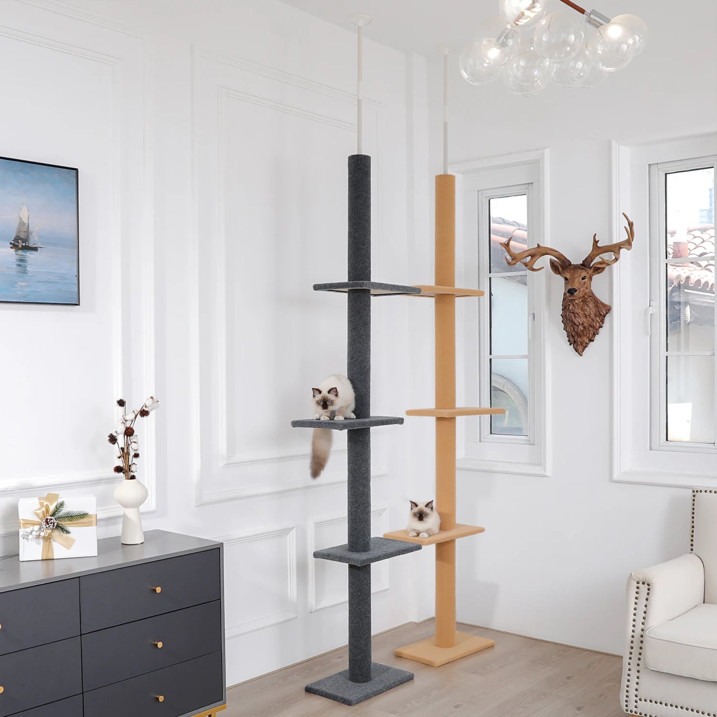 Adjustable Height Cat Tree Floor to Ceiling Tower