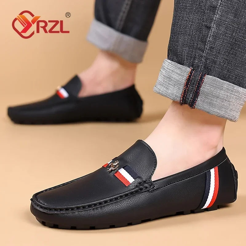 Mens Leather Casual Slip on Moccasins