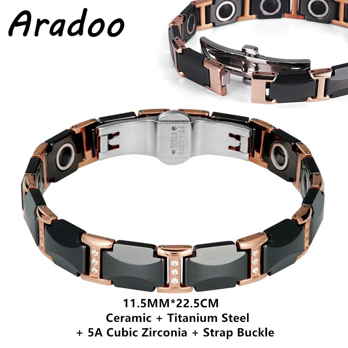 Ceramic Titanium Hematite Magnetic Therapy Bracelet