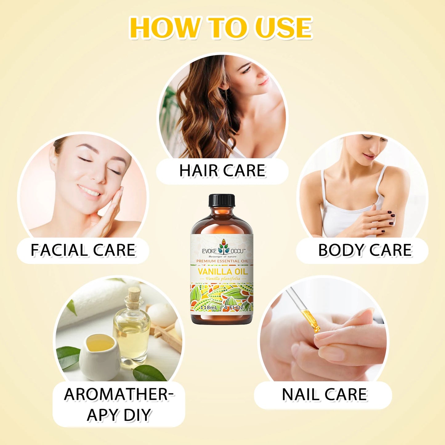 EVOKE OCCU Vanilla Essential Premium Plant Oil for Skin, Massage, Candle Soap Making, Hair, Body