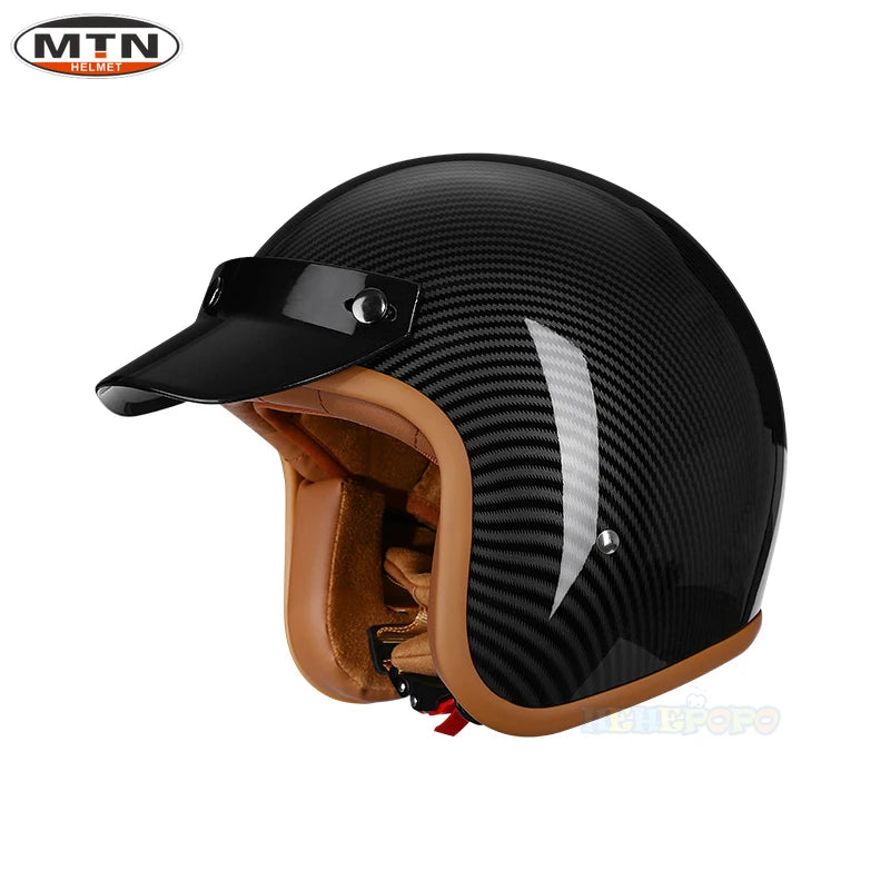 Vintage Motorcycle Helmet DOT Certified Synthetic Leather