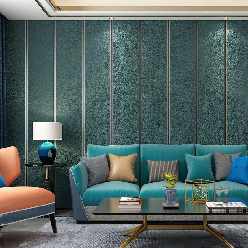 9.5m Roll Modern Deerskin Velvet Wallpaper Fabric 3D Stripe