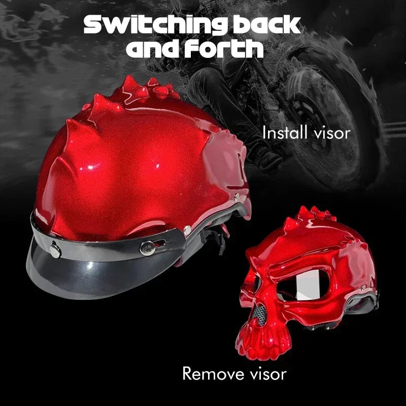 Retro Skull Half Face Motorcycle Helmet – ECE/DOT Approved