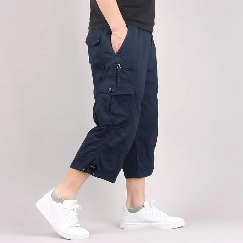 Cargo Shorts Loose Elastic Waist Multi Pockets