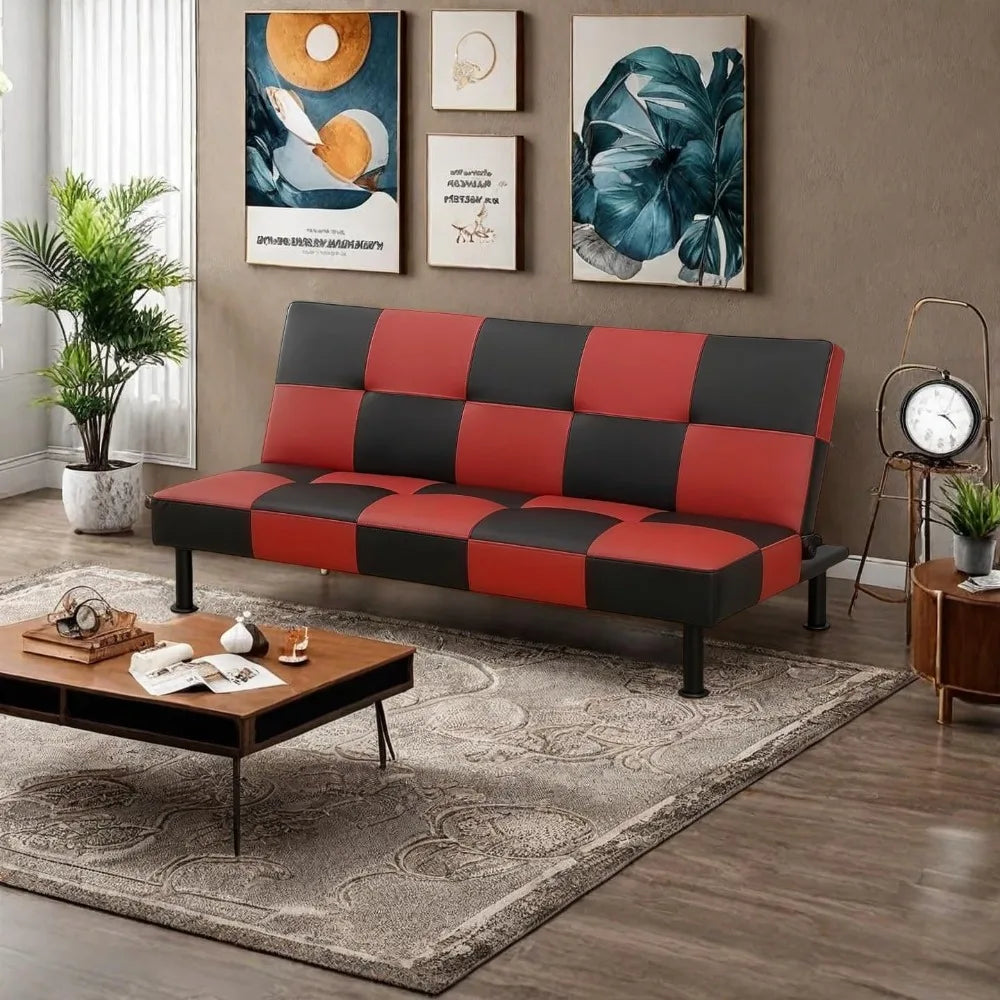 Futon Sofa Bed Convertible Faux Leather