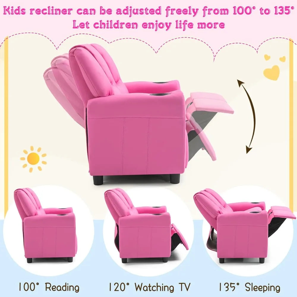 Double Recliner Toddler Loveseat W/Adjustable Footrest & Headrest