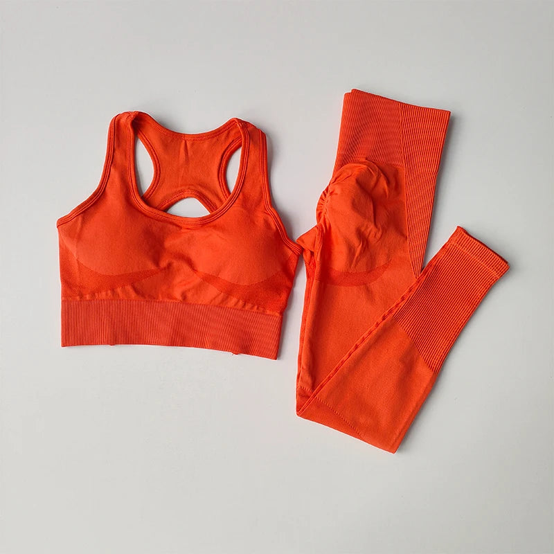 2PCS Tank Top Bra Shockproof Running Leggings Set