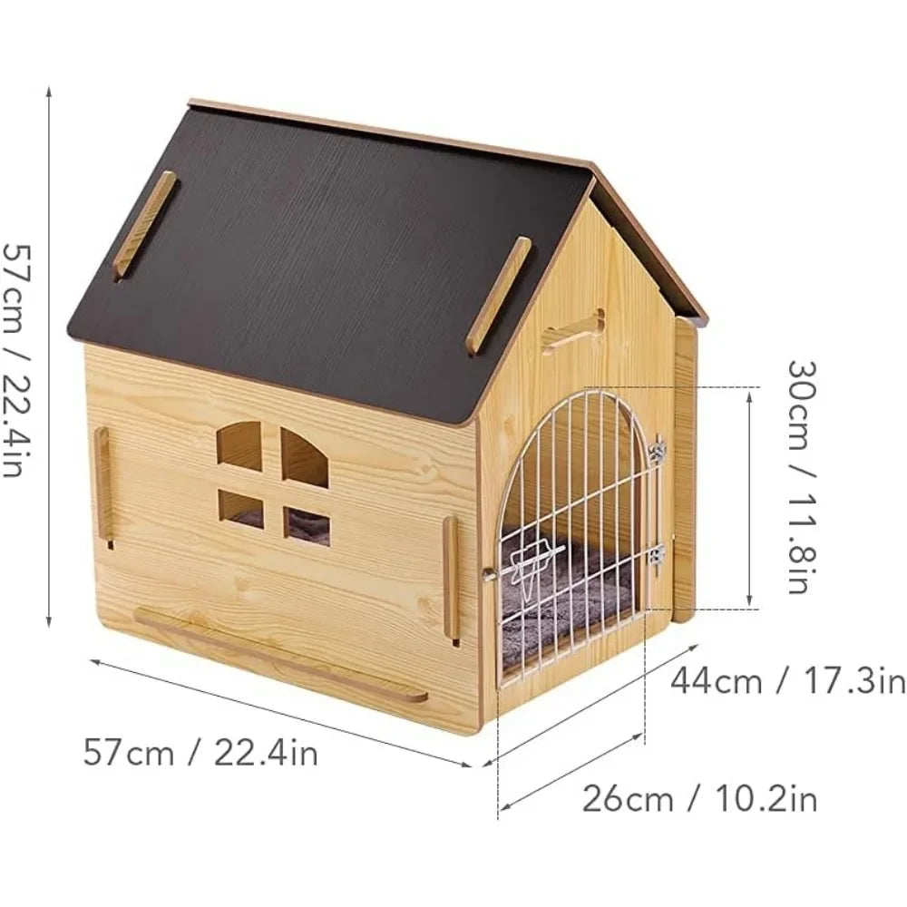 Wooden Pet House With Roof for Dogs