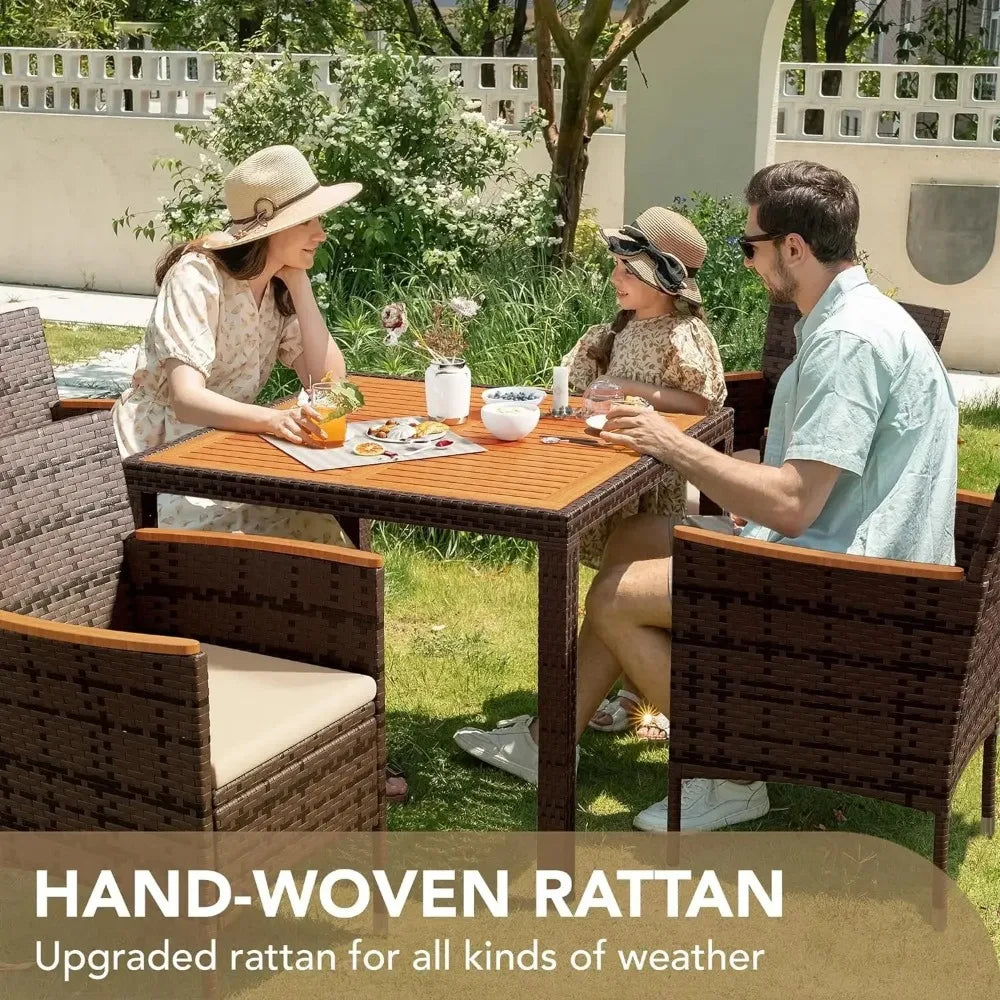 Patio Conversation Set with Acacia Wood Top