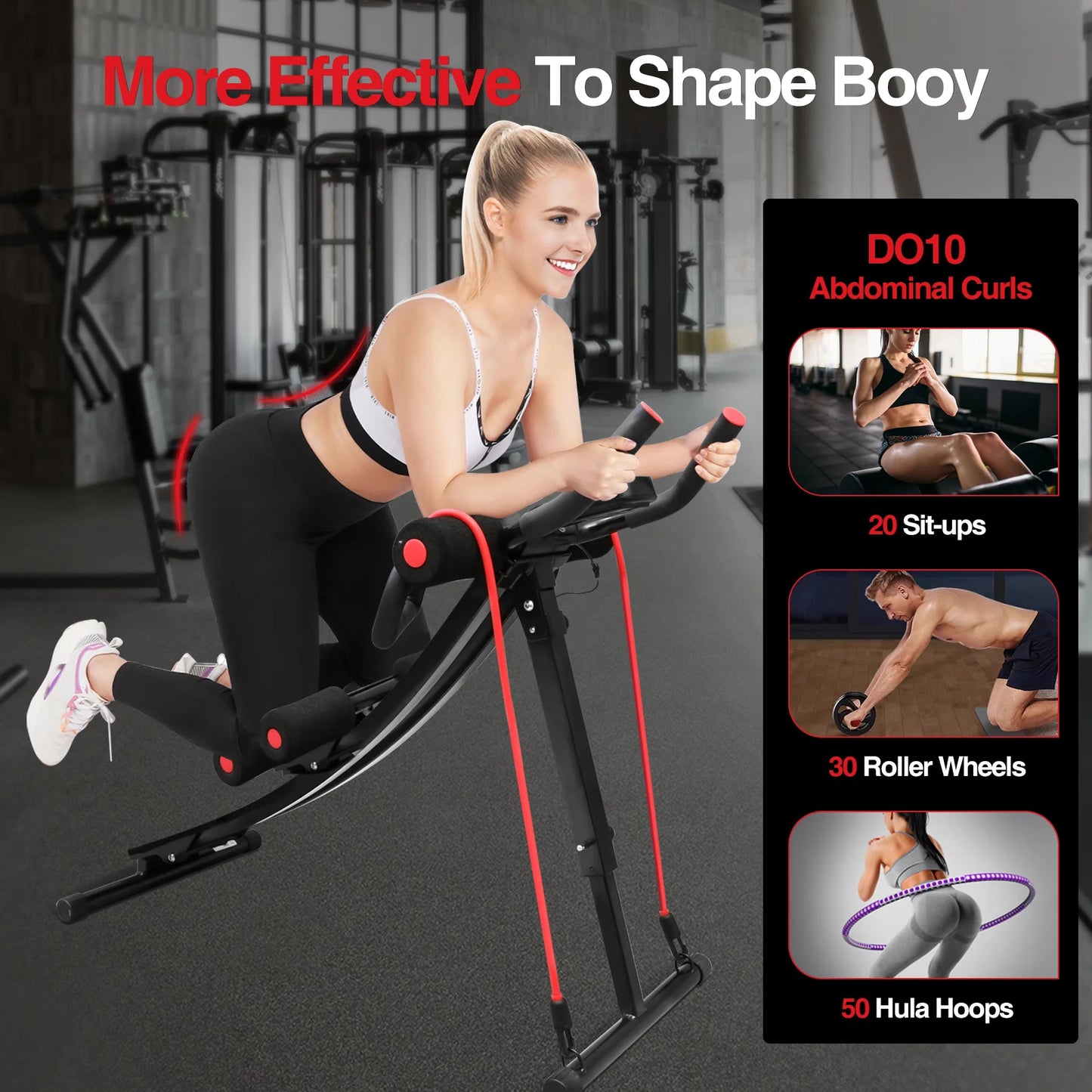 Foldable Abdominal Trainer Fitness Equipment Max 440lbs LCD Display