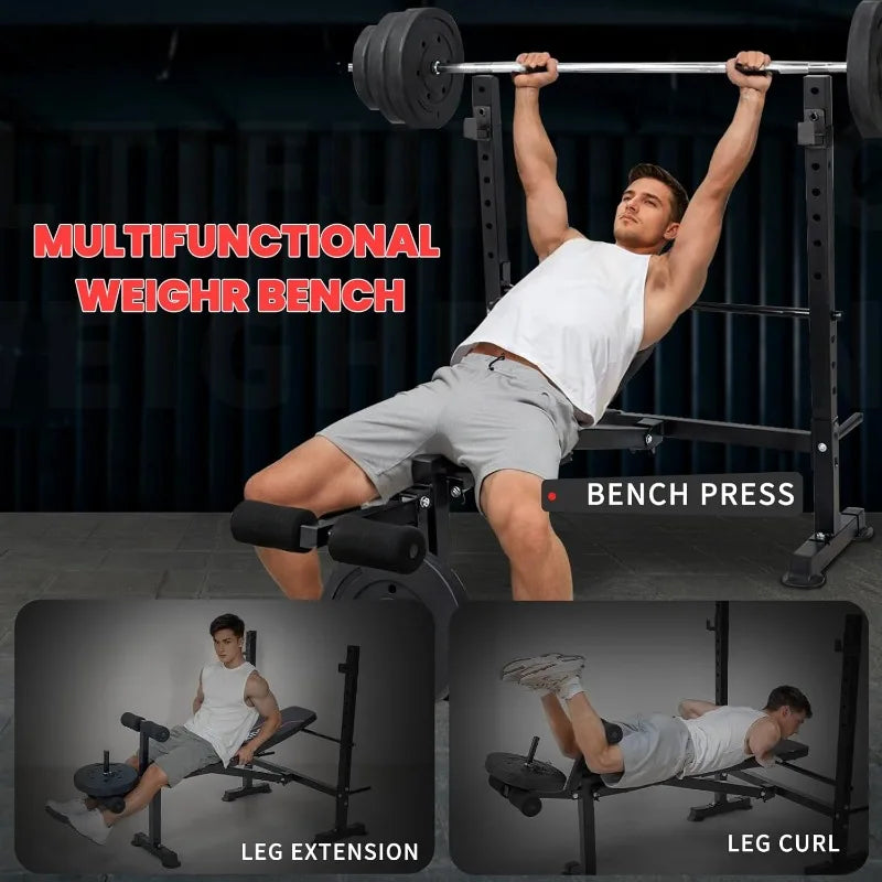 1500LBS 6 in 1 Weight Bench with Leg Extension and Preacher Curl