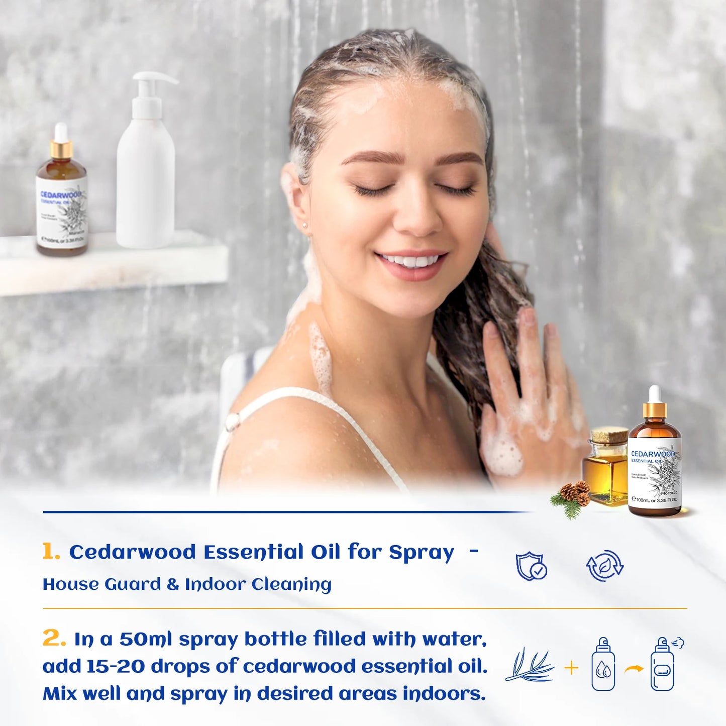 HIQILI 100ML Cedarwood Essential Oil Massage, Relaxing, Relieving Stress