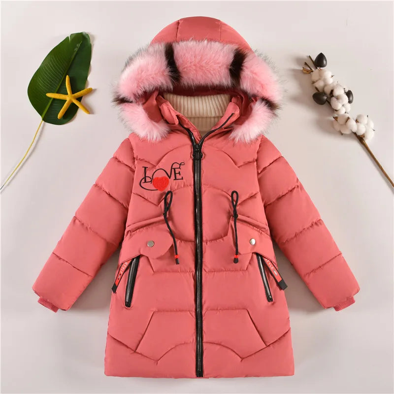Winter Jacket Long Style Hooded Fur Collar