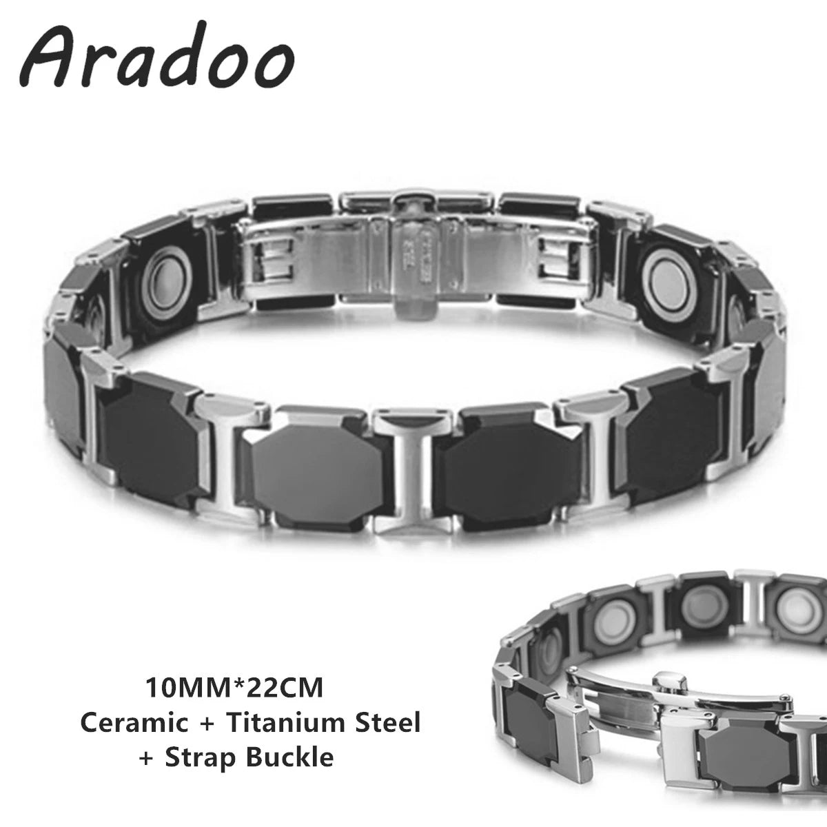 Ceramic Titanium Hematite Magnetic Therapy Bracelet
