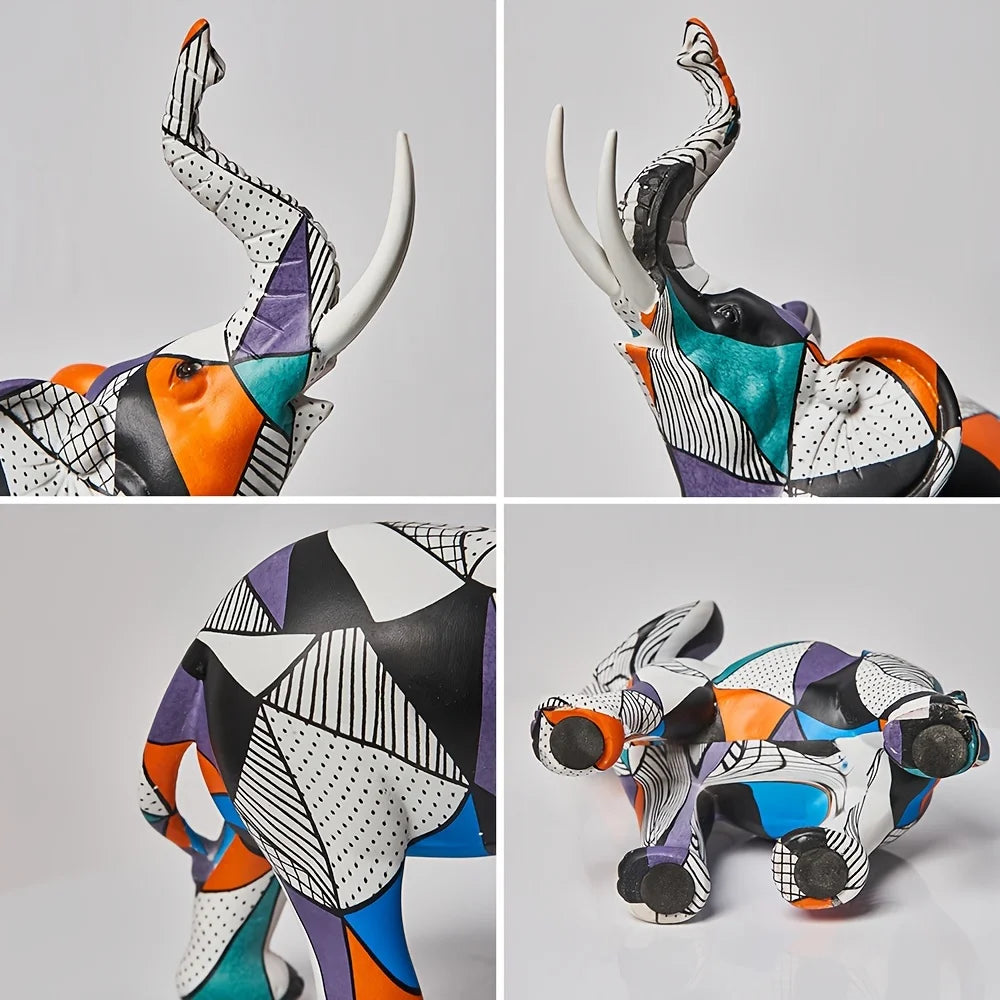 Painted Art Elephant Figurines Modern Decor