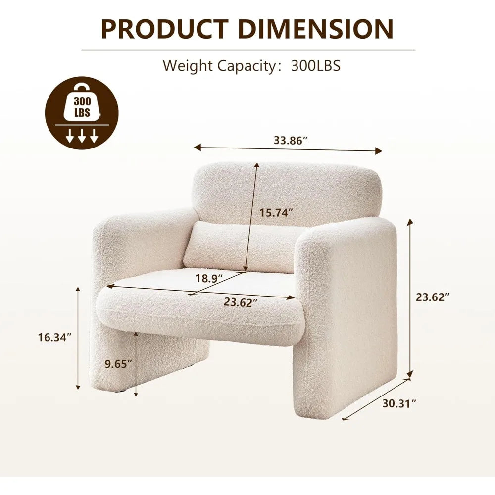 Modern Lamb Fabric Upholstered Arm Chair