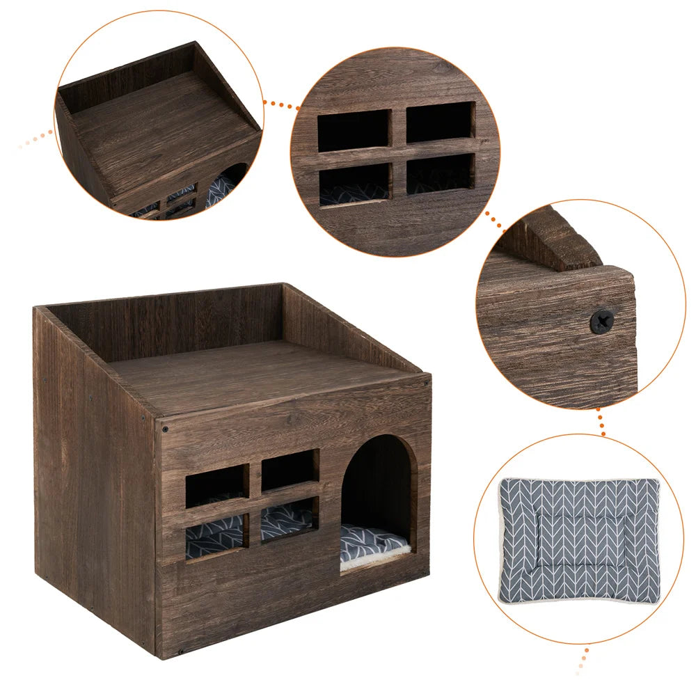 2 In 1 Wooden Hideout Shelter Small Pet Furniture