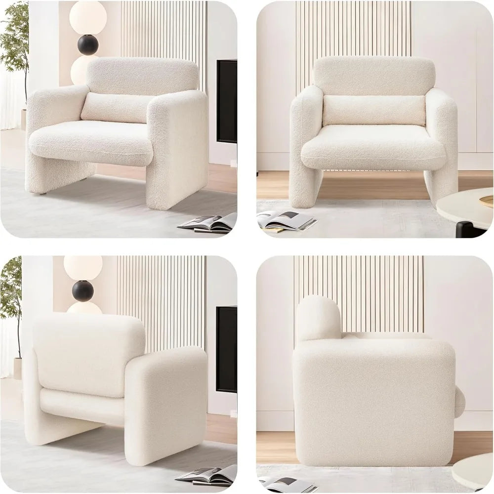 Modern Lamb Fabric Upholstered Arm Chair
