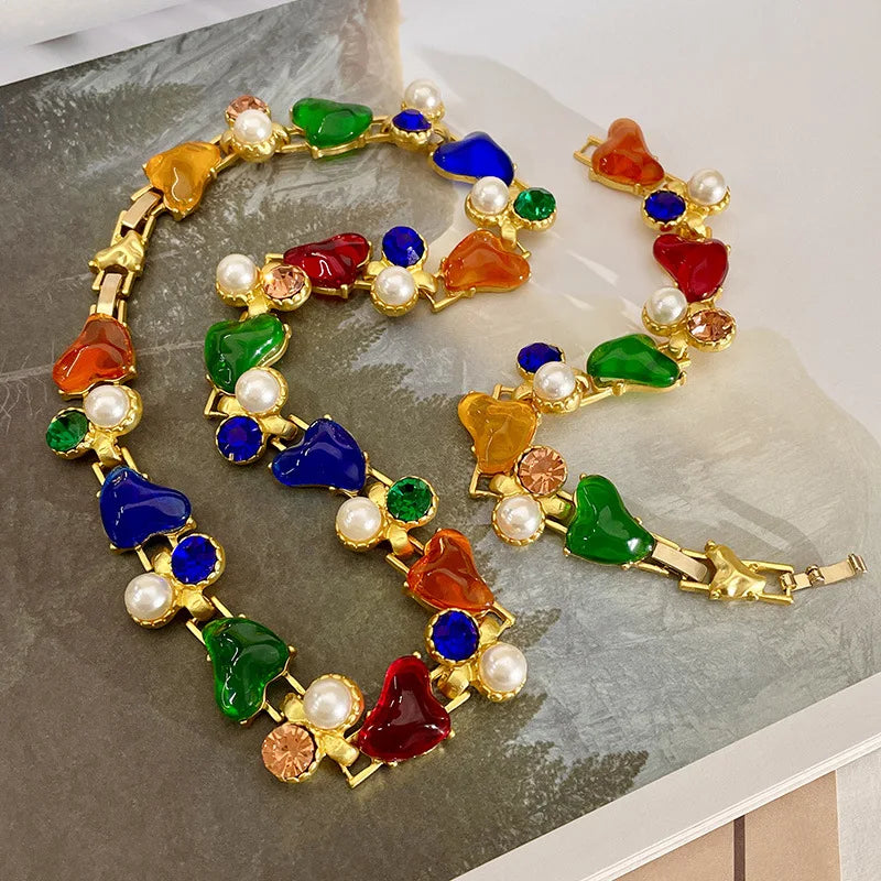 Women's Romantic Colorful Heart Jewelry