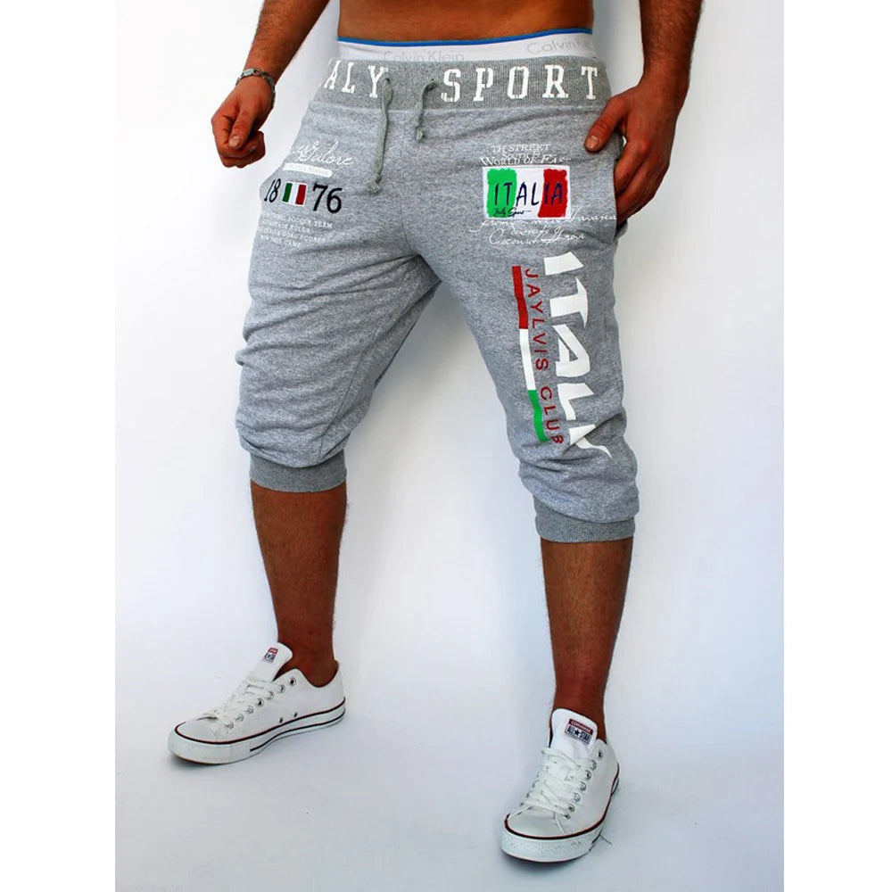 Men's Athletic Capri Drawstring Print Sweatpants