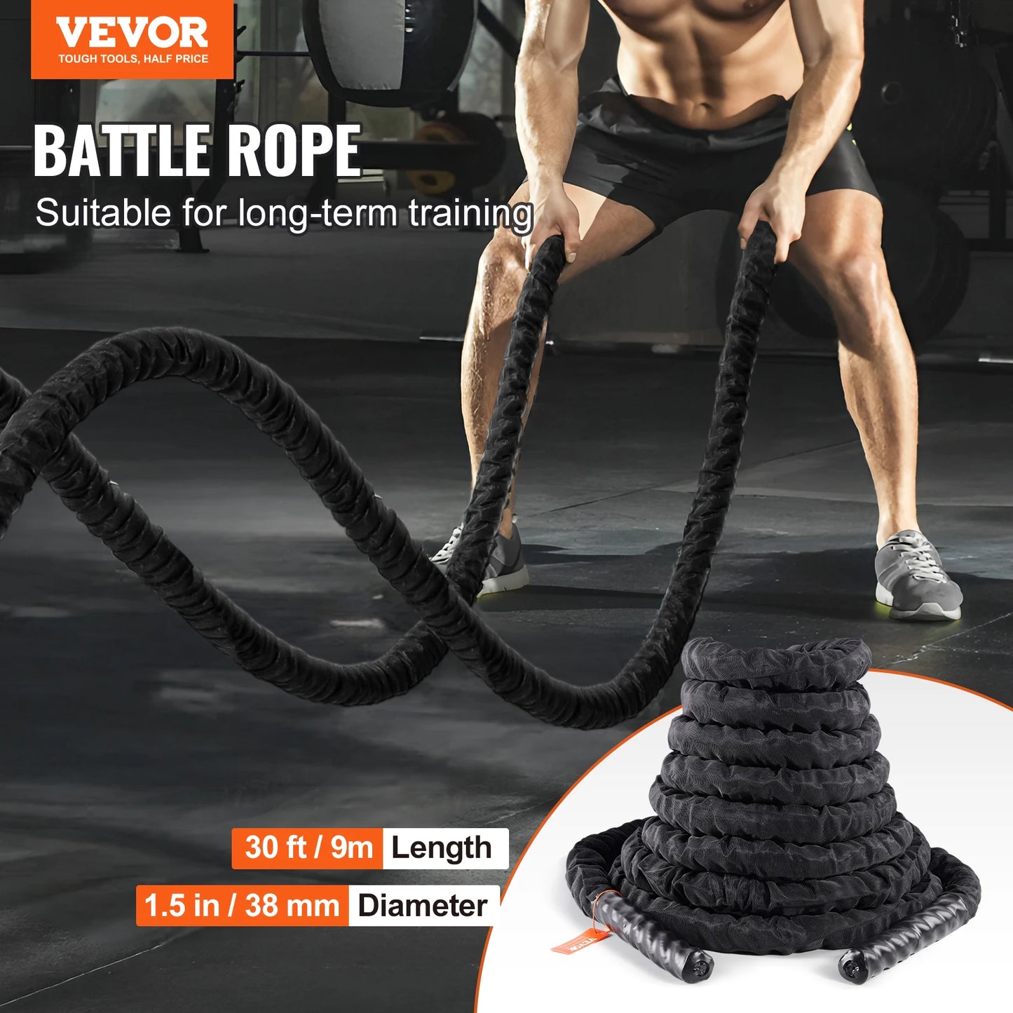 Battle Rope Exercise Equipment with Protective Sleeve
