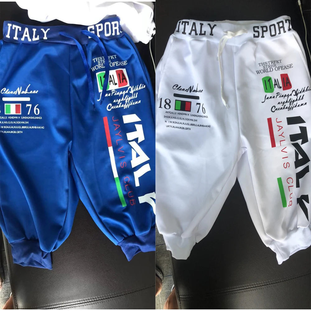 Men's Athletic Capri Drawstring Print Sweatpants