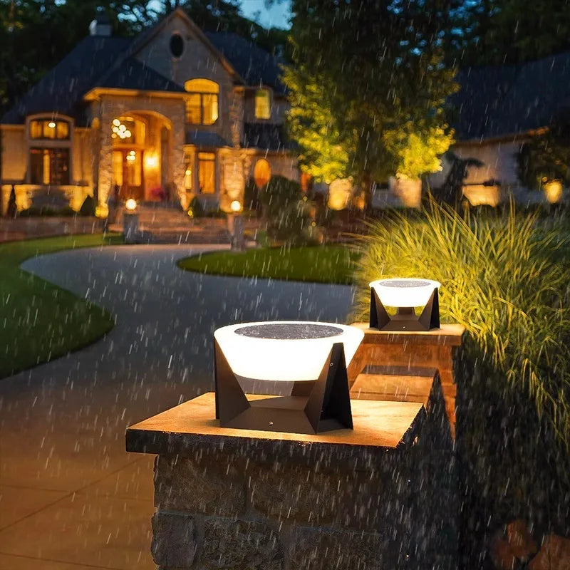 LED Cylindrical Solar Column Lamps Waterproof