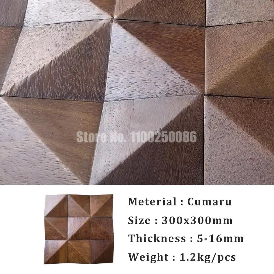 Natural Solid 3D Wooden Acoustic Mosaic Tiles